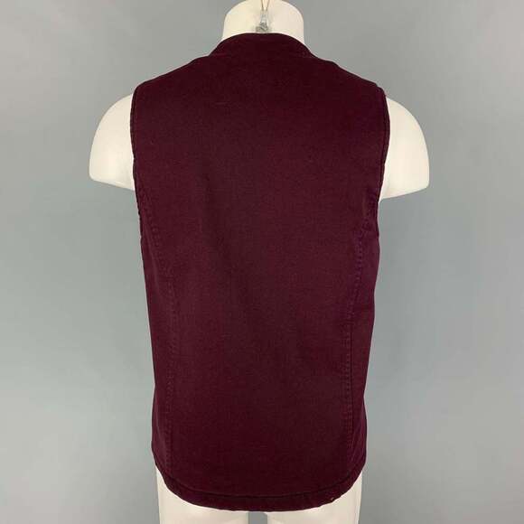 BERNA Burgundy Cotton Patch Pocket Vest - Picture 3 of 7